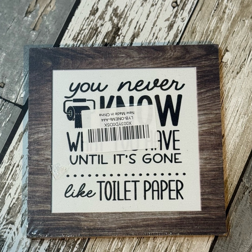 Funny Bathroom Sign w/ stand - NEW